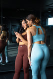 Sky Blue Ribbed Seamless Leggings