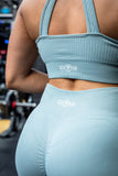 Sky Blue Ribbed Seamless Leggings