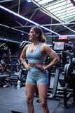 Sky Blue Ribbed Seamless Shorts