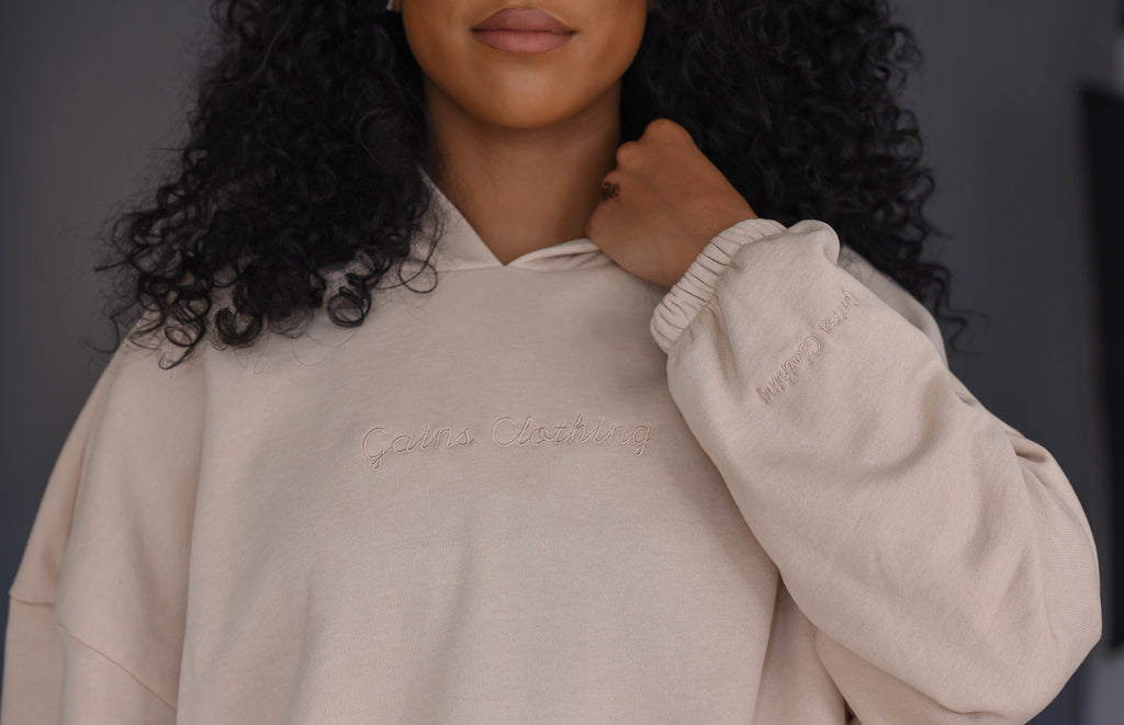 Gains Women's Nude Active-Lounge Cropped Oversize Hoodie