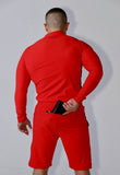 *PRE ORDER* Red with black Slim fitted stretchy long sleeve t-shirt & shorts set