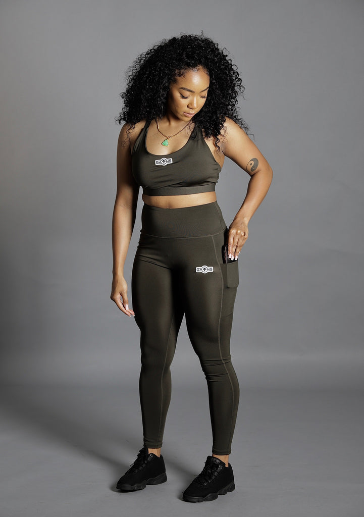 Gains women's olive green active core bra