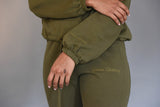 Gains Women's Khaki Active-Lounge Cropped Oversize Hoodie