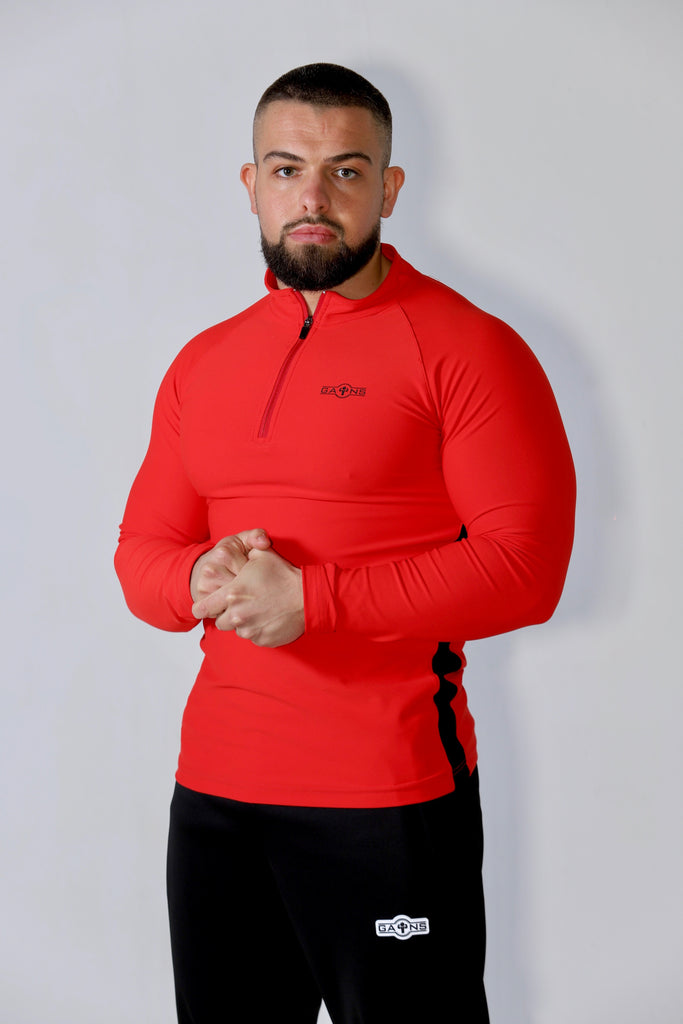 *PRE ORDER* Red with black Slim fitted stretchy long sleeve t-shirt & shorts set