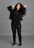 Women's black active-lounge fitted joggers