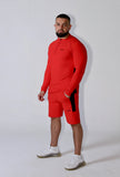 *PRE ORDER* Red with black Slim fitted stretchy long sleeve t-shirt & shorts set