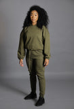 Gains Women's Khaki Active-Lounge Cropped Oversize Hoodie