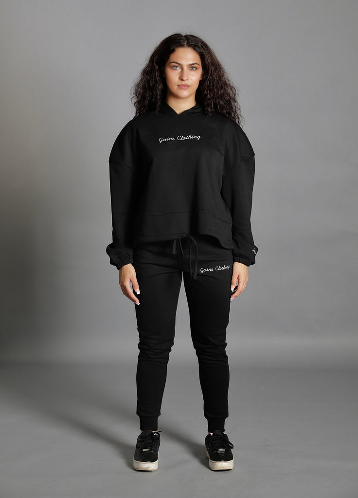 Women's black active-lounge fitted joggers