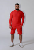 *PRE ORDER* Red with black Slim fitted stretchy long sleeve t-shirt & shorts set
