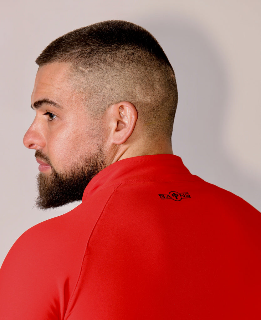 *PRE ORDER* Red with black Slim fitted stretchy long sleeve t-shirt & shorts set
