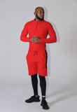 *PRE ORDER* Red with black Slim fitted stretchy long sleeve t-shirt & shorts set