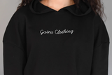 Gains Women's Black Active-Lounge Cropped Oversize Hoodie